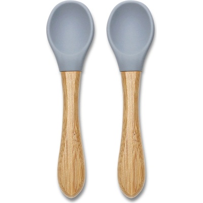 NATURAL Силиконови лъжички с бамбук Lorelli - Natural, 2 броя, Grey (10230680003)