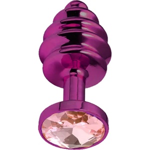 Sensual Метално дилдо Butt Plug с оребрение "PURPLE HONEY PINK" 7 см. Размер - S