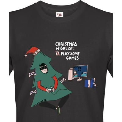 Pánské vánoční tričko Christmas wishlist play some games Canvas pánské tričko s krátkým rukávem 1673 černá – Hledejceny.cz