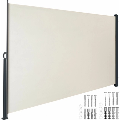 tectake 406594 výsuvná boční markýza s navíjecím mechanismem, neprůhledná - 300 x 160 cm,béžová