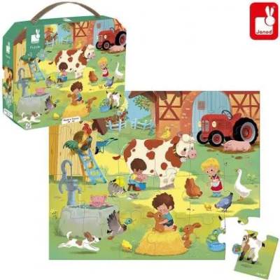 Janod - Детски пъзел в куфарче - Ден във фермата - 24 части (J02603)