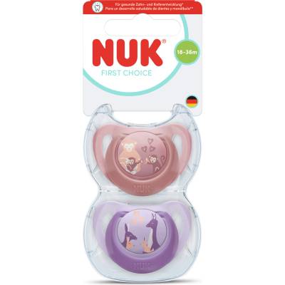 Nuk First Choice биберон залъгалка, силикон, 18+ мес. , 2 бр. , Маймуна/Кенгуру (10177247)