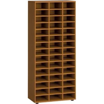 PRIMO Třídící regál WOOD, 800 x 420 x 1781 mm, 45 přihrádek, třešeň