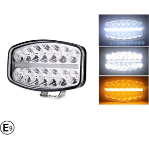  80W LED Лед Фар Халоген с DRL дневни светлини габарит бяло - оранжево неон ефект 24, 5см x 13, 9см, 4100lm, 12V - 24V, E-M