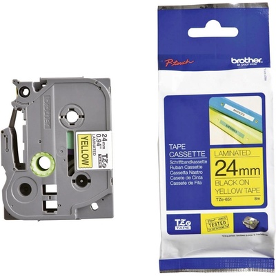 etikety Brother TZe, TZ TZe-651 PET Farba pásky: žltá Farba písma:čierna 24 mm 8 m