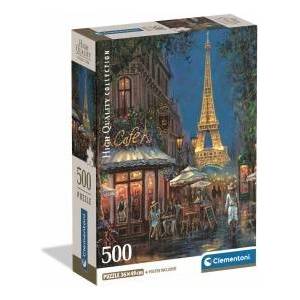 Clementoni -CLE puzzle 500 Compact Night at the EiffCafe 35577