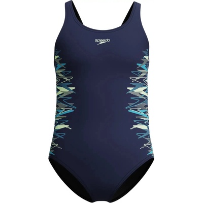 Speedo Girls Placement Muscleback Swimsuit peacoat/pale clover