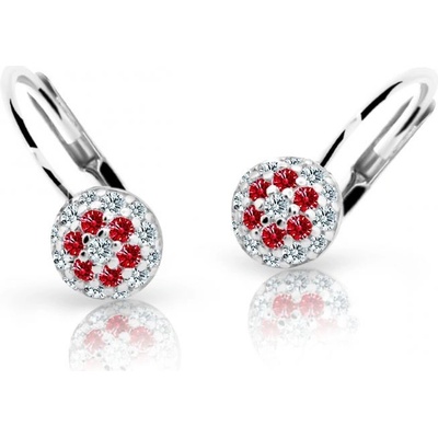 Danfil dětské náušnice C2150 z bílého zlata s kamínky Ruby Dark zapínání klapka