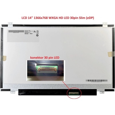 B140XTN07.1 HW0A LCD 14" 1366x768 WXGA HD LED 30pin Slim (eDP) šířka 315mm display displej lesklý povrch