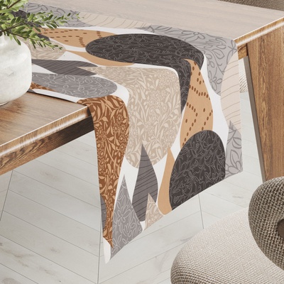 Biante bavlna běhoun Sandra SA-507 Hnědo-šedé kapky s ornamenty 35x140cm