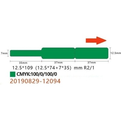 Niimbot etikety na káble RXL 12,5 × 109 mm 65 ks Green na D11 a D110