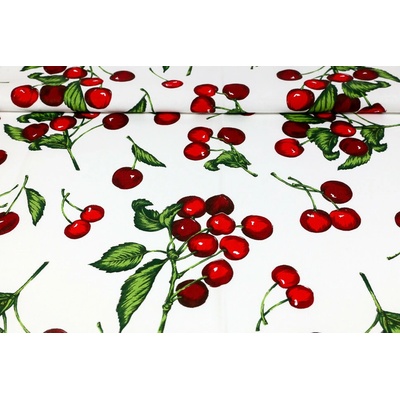 MADE IN ITALY Látka Bavlna panama třešně, š. 140 cm Rudá Šířka 140 cm