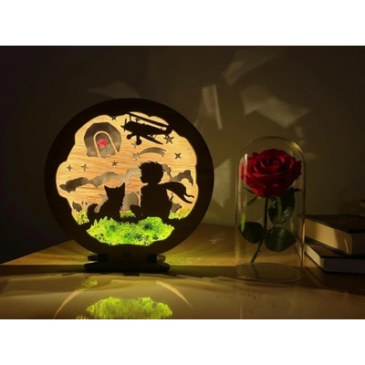 Li-Go "Malý princ s růží" lampa 20x22cm provedení povrchu: dub