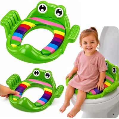 Lean Toys WC sedadlo redukcia na toaletu žabka s mäkkým sedadlom a úchytmi zelené
