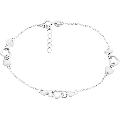 Gemmax Jewelry Řetízkový náramek Srdíčka z bílého zlata GLBWN-19-01447