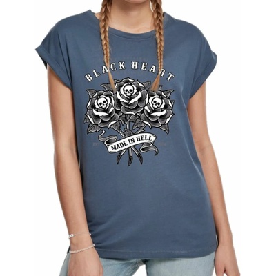 Black heart Дамска тениска black heart - rose skul l ext - СИН - 9127