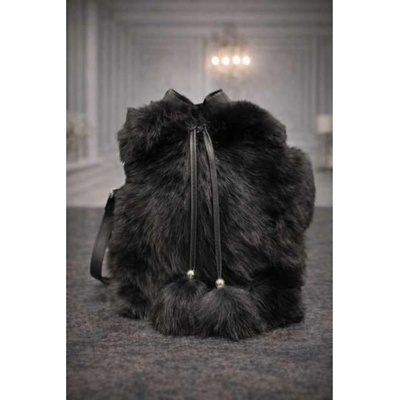 Max Original Leather Dámska kožušinová kabelka blk fox