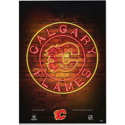 Mustang Plagát Calgary Flames NHL Neon 12" x 16"