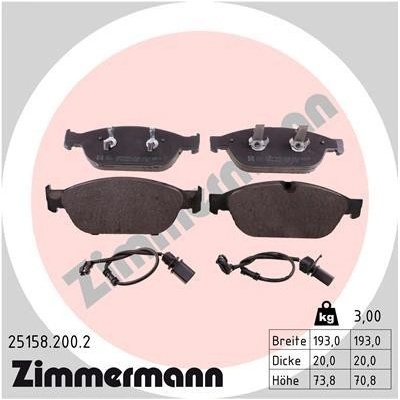 Sada brzdových platničiek kotúčovej brzdy ZIMMERMANN 25158.200.2