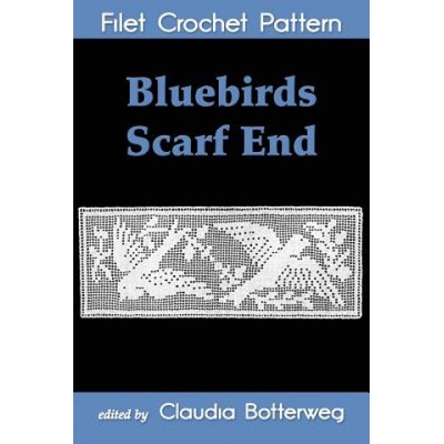Bluebirds Scarf End Filet Crochet Pattern | Mrs J C Campbell