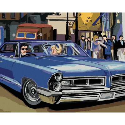 Malování podle čísel Modré retro auto