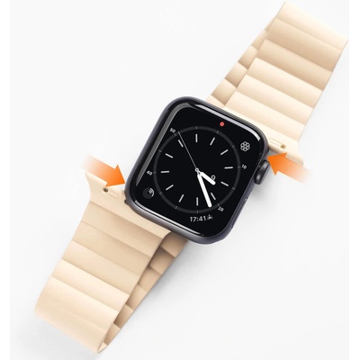 Магнитна силиконова каишка за Apple Watch 42мм, 44мм, 45мм, Ultra, Ultra 2 49мм - Dux Ducis Silicone Magnetic Strap (Chain Version) (бежов)