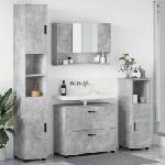 vidaXL Комплект мебели за баня 4 бр. Циментено сиво 35 x 30 x 192 см (3393046)