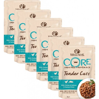 Wellness CORE Tender Cuts kura a losos 6 x 85 g