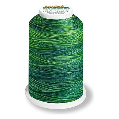 Overlockové nitě PES Madeira Aeroflock 100 (1000m) chemlonové - melírované barva 9509 amazone