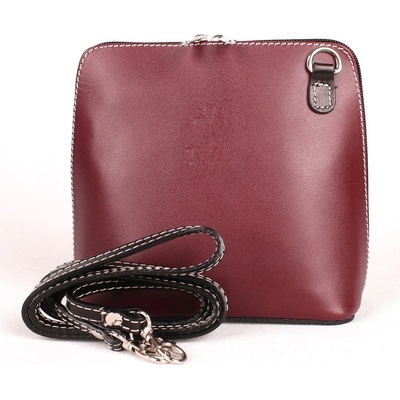 Dámská kožená crossbody kabelka no. 55 vínová-černá