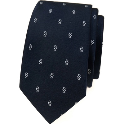 Avantgard Kravata Slim Lux 571-81426 modrá/paragraf – Zboží Dáma