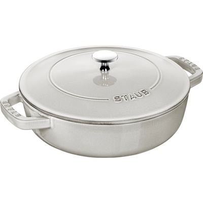 Staub Тиган Staub дълбок с две дръжки и капак 24 см бял трюфел (40501-484-0)