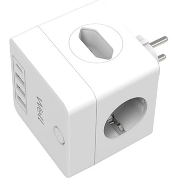 Well Разпределение на захранването от мрежата Powercube, 2x Schuko, 2x Euro, 3x USB-A, 1x USB-C, с превключвател, бял ELAD-2SH2EU-PROT/USBC4-WL (ELAD-2SH2EU-PROT/USBC4-WL)