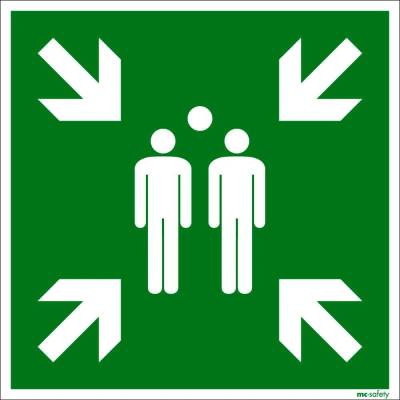 Bezpečnostní tabulka Shromaždiště, fotoluminiscenční, ISO 7010, z hliníku, 600 x 600 mm