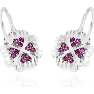 Zlatnictví U Kostela dámské náušnice červené čtyřlístky 4506