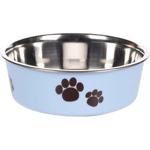 Flamingo Feeding and drinking bowl Kena Round Light blue Silver - иноксова купа за вода или храна - СИНЯ, размер Ø14 см / 450 мл, Белгия - 1030934