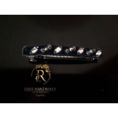 Radi handmade Кадифена шнола за коса в синьо с кристали и камъни (081)