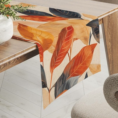 Biante Dekorační běhoun Elen PM-131 Velké podzimní listy na režném 35x160 cm