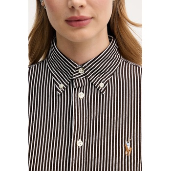 Ralph Lauren Памучна риза Polo Ralph Lauren дамска в бяло с кройка по тялото с класическа яка 211910131 (211910131)