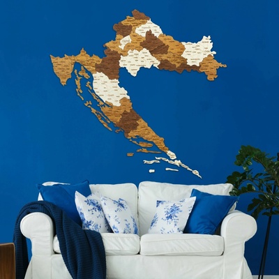 Drevená mapa Chorvátska 143 x 142 cm