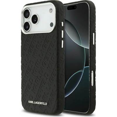 KARL LAGERFELD Grained PU Repeated Logo MagSafe Задний Чехол за iPhone 17 Pro Max Black Karl Lagerfeld | Cheren | МЪЖЕ | UNI