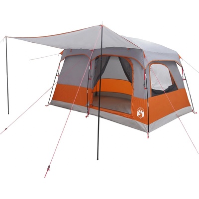 vidaXL Семейна палатка Сив и оранжев 320 x 210 x 180 см Полиестер (42028491)