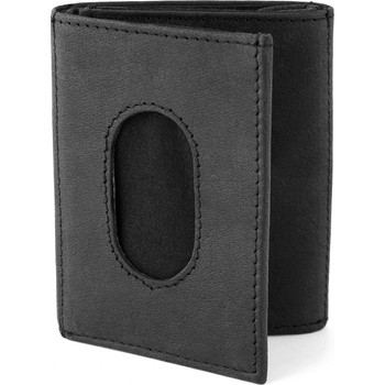 Lucleon Malá černá kožená peněženka se třemi oddíly Oxford AH13-2-16519