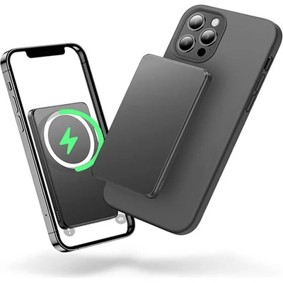 Tech-Protect LifeMag Wireless Power Bank 5000mAh for MagSafe - преносима външна батерия с USB-C и Lightning порт и безжично зареждане с Magsafe (черен)