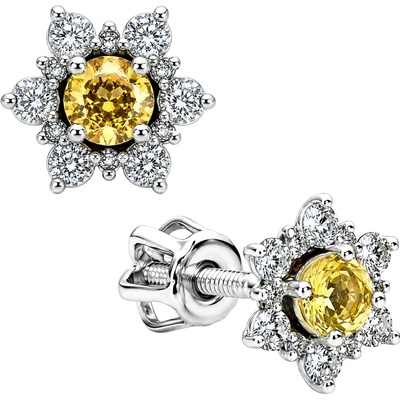 Zlaton Náušnice bílé zlato květina s citrínem a diamanty 0.270ct N15012602110