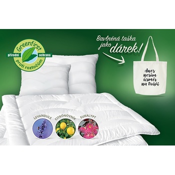 Ložnice21. Partnerský celoročný set Greenfirst s protiroztočovou úpravou 2x 70x90 zips vak 1200 g 140x 200 300 g/m2 taška