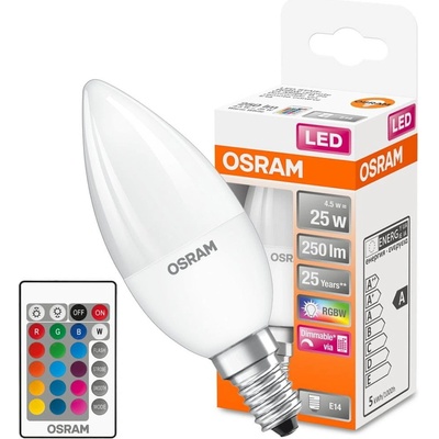 Osram LED žárovka RGBW E14 B35 4,5W = 25W 250lm + Pilot dálkové ovládání