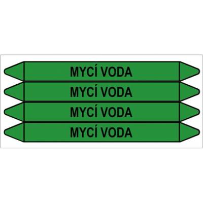 Značení potrubí, mycí voda,4 ks, 250 × 26 mm PZ 008979