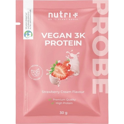 nutri + Пробен размер на вегански 3K протеин на прах - Strawberry-Cream