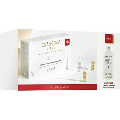 Crescina Transdermic Crescina Transdermic 1300 Re-Growth and Anti-Hair Loss starostlivosť pre podporu rastu a proti vypadávaniu vlasov 20x3,5 ml + Crescina Transdermic šampón proti rednutiu a